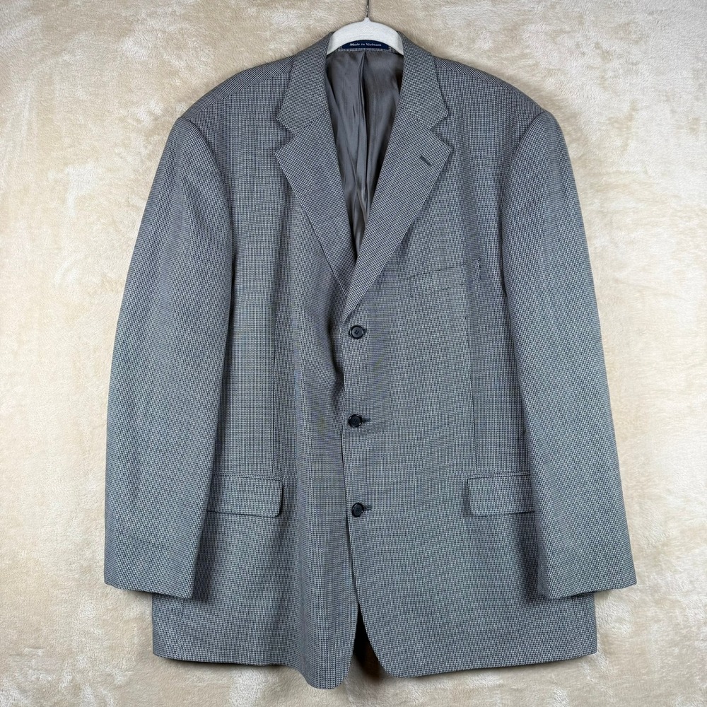 Alan Flusser Mens 48R Houndstooth 100% Wool Blazer Sport Coat Jacket Casual